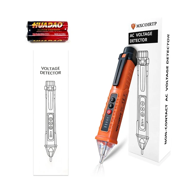 Alt view image 14 of 14 - Voltage Tester, Non-Contact Voltage Detector, Electrical Tester, 3 Ranges AC 12V/48V/70V-1000V, Live/Null Wire Tester with Buzzer Alarm and Flashlight, Wire Breakpoint Finder - Orange