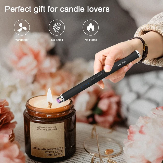 Alt view image 9 of 14 - Rechargeable Electric Candle Lighter, Arc Plasma Windproof Lighter for Candle Kitchen Birthday, Christmas Stocking Stuffers Gifts for Mom Men Wife with Type-C Cable, Black