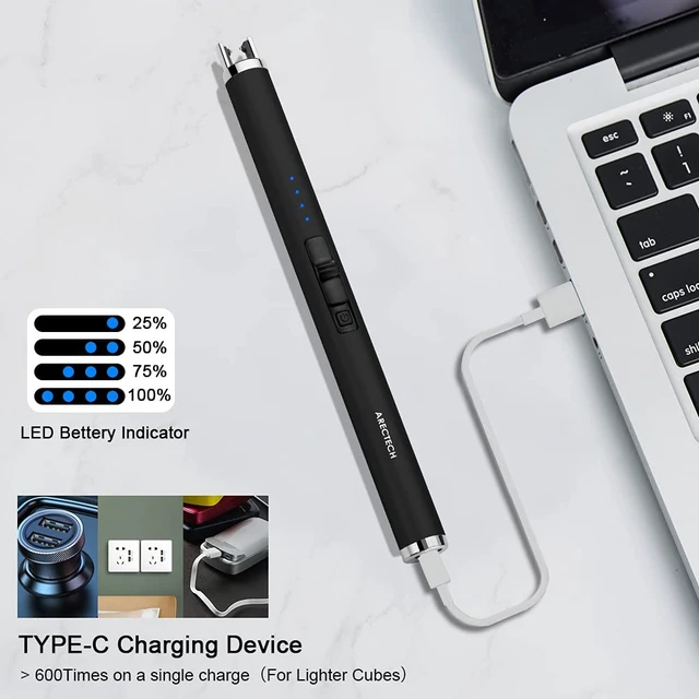 Alt view image 13 of 14 - Rechargeable Electric Candle Lighter, Arc Plasma Windproof Lighter for Candle Kitchen Birthday, Christmas Stocking Stuffers Gifts for Mom Men Wife with Type-C Cable, Black