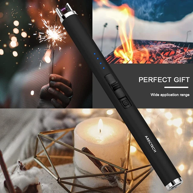 Alt view image 14 of 14 - Rechargeable Electric Candle Lighter, Arc Plasma Windproof Lighter for Candle Kitchen Birthday, Christmas Stocking Stuffers Gifts for Mom Men Wife with Type-C Cable, Black