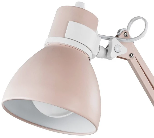 Alt view image 8 of 12 - 52028 28" Swing Arm Architect Desk Lamp, Matte Rose Finish, White Accents, Rotary Switch on Shade, Partially Adjustable Arm, Modern Lighting for Bedroom or Office, E26 Base