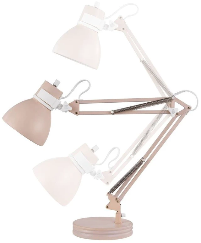 Alt view image 10 of 12 - 52028 28" Swing Arm Architect Desk Lamp, Matte Rose Finish, White Accents, Rotary Switch on Shade, Partially Adjustable Arm, Modern Lighting for Bedroom or Office, E26 Base