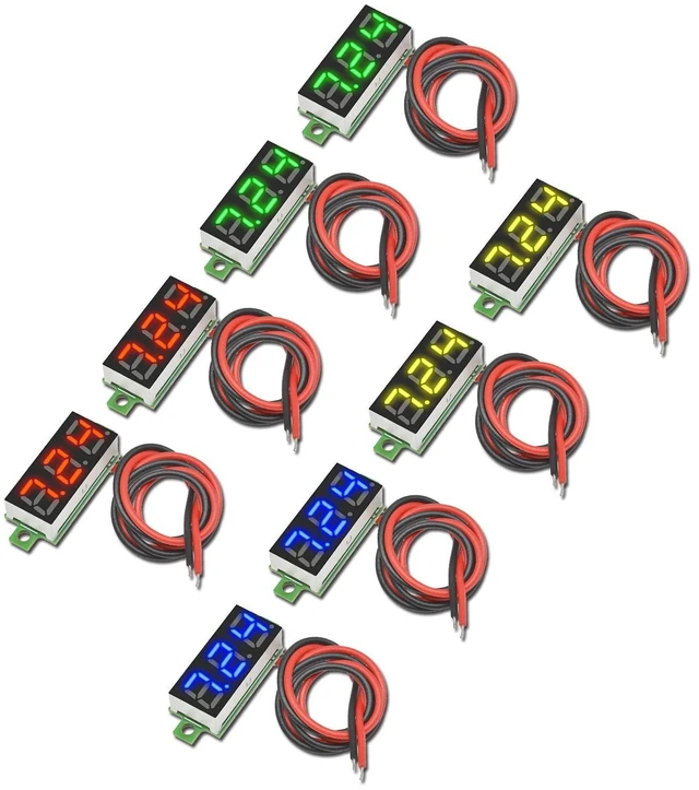 Alt view image 5 of 8 - 8pcs DC Voltage Display Mini Digital Voltmeter - 0.28" 2 Wire DC 2.5V-30V Blue/Yellow/Red/Green LED Voltage Readout Tester