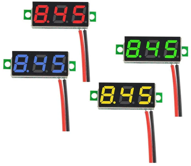 Alt view image 6 of 8 - 8pcs DC Voltage Display Mini Digital Voltmeter - 0.28" 2 Wire DC 2.5V-30V Blue/Yellow/Red/Green LED Voltage Readout Tester