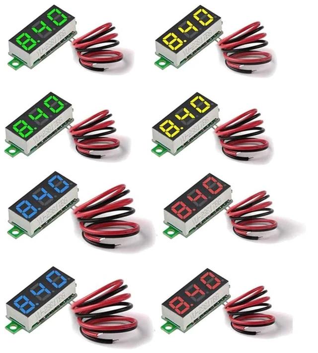 Alt view image 8 of 8 - 8pcs DC Voltage Display Mini Digital Voltmeter - 0.28" 2 Wire DC 2.5V-30V Blue/Yellow/Red/Green LED Voltage Readout Tester