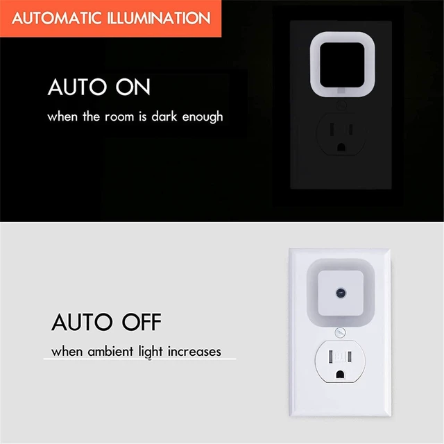 Alt view image 9 of 14 - LED Night Light Lamp with Smart Sensor Dusk to Dawn Sensor, Daylight White, 0.5W Plug-in, 6-Pack