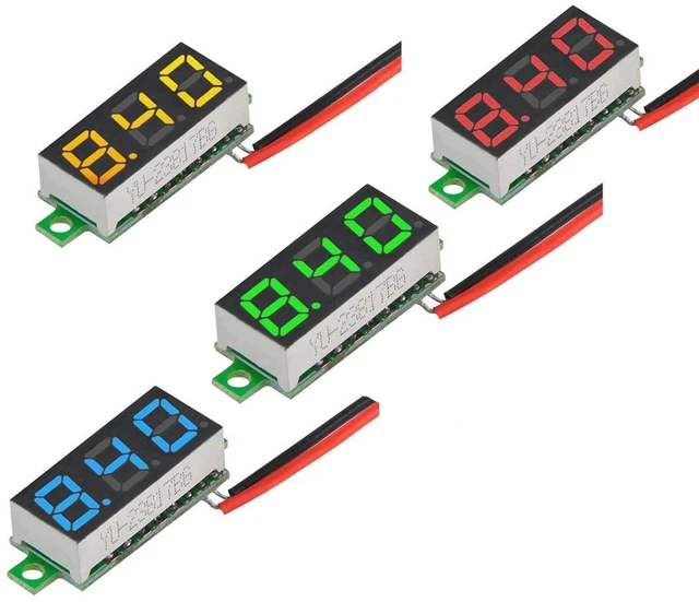 Alt view image 7 of 8 - 8pcs DC Voltage Display Mini Digital Voltmeter - 0.28" 2 Wire DC 2.5V-30V Blue/Yellow/Red/Green LED Voltage Readout Tester