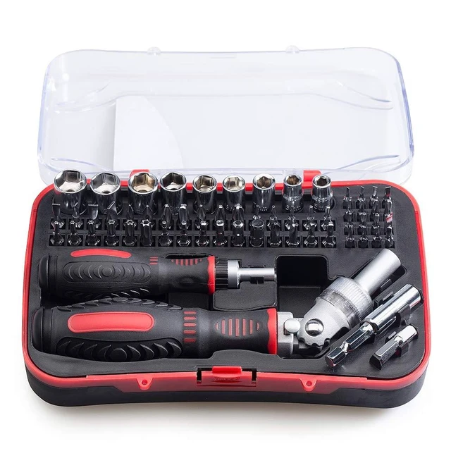 Alt view image 8 of 14 - 61 in 1 Ratcheting Screwdriver Set, Magnetic Screwdriver Bit Set with Rotatable Ratchet Handles, Sockets & Bits, Household Repair Tool Kits for Computers, Electronic Devices, Furniture