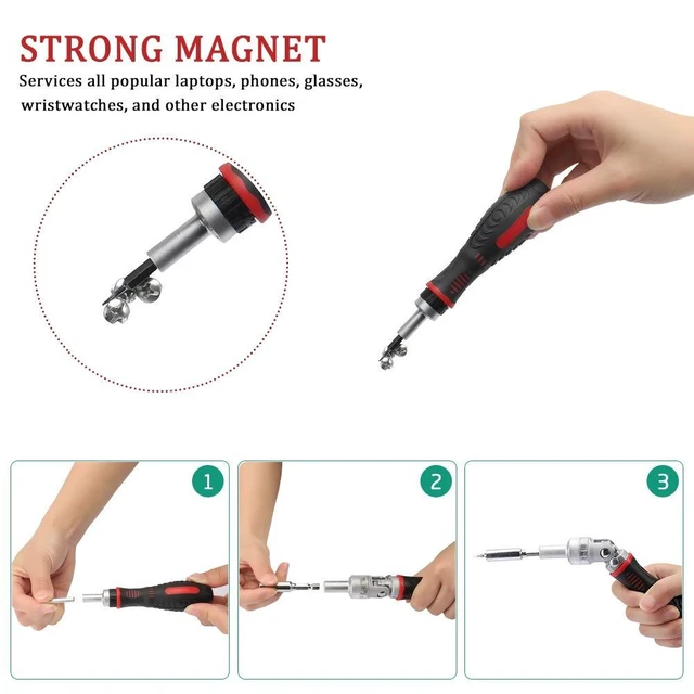 Alt view image 11 of 14 - 61 in 1 Ratcheting Screwdriver Set, Magnetic Screwdriver Bit Set with Rotatable Ratchet Handles, Sockets & Bits, Household Repair Tool Kits for Computers, Electronic Devices, Furniture