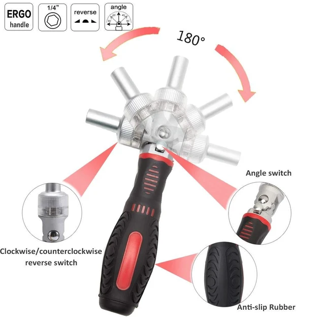 Alt view image 10 of 14 - 61 in 1 Ratcheting Screwdriver Set, Magnetic Screwdriver Bit Set with Rotatable Ratchet Handles, Sockets & Bits, Household Repair Tool Kits for Computers, Electronic Devices, Furniture