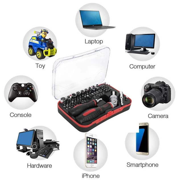 Alt view image 14 of 14 - 61 in 1 Ratcheting Screwdriver Set, Magnetic Screwdriver Bit Set with Rotatable Ratchet Handles, Sockets & Bits, Household Repair Tool Kits for Computers, Electronic Devices, Furniture