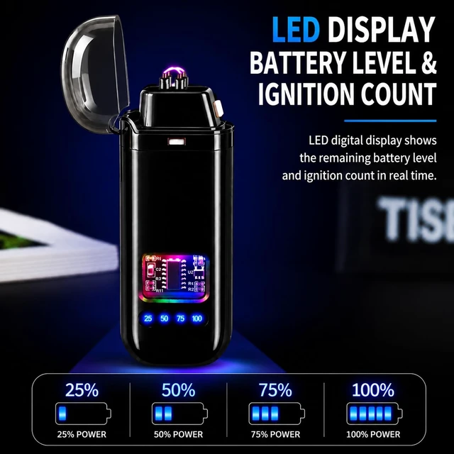 Alt view image 11 of 14 - Electric Lighter, USB Rechargeable Windproof Dual Arc Lighter, Small Flameless Plasma Lighters for Outdoor, Camping, Kitchen,Boyfriends Father,Grill,Gifts,Candle,Indoors-Black A