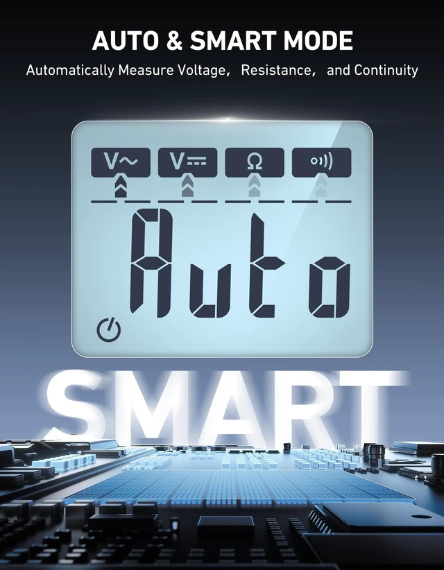 Alt view image 10 of 14 - Multimeter Tester 4000 Counts, Smart Measuring Mode, Auto-Ranging Digital Volt Meter, Fast Accurately Measures AC/DC Voltage, Resistance, Continuity, Supports a Non-Contact Voltage Function