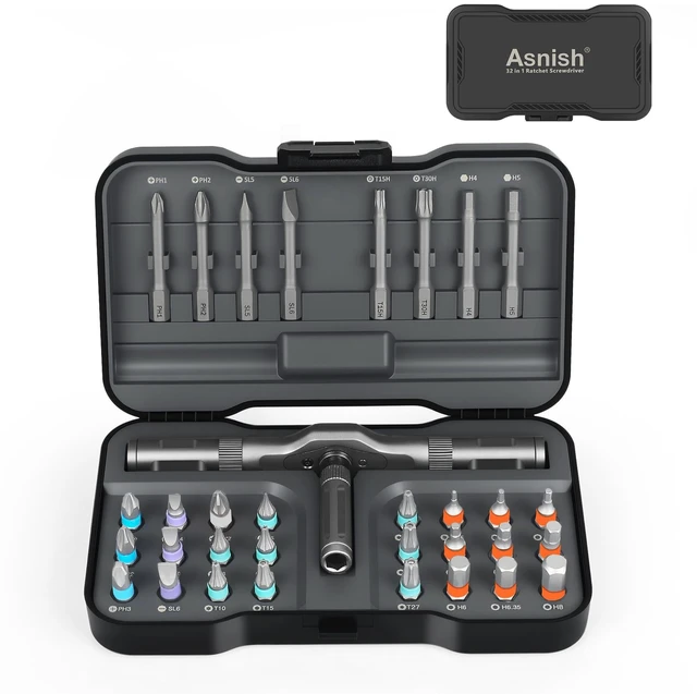 Alt view image 8 of 14 - 34 in 1 Magnetic Screwdriver Set, Ratcheting Multi Bit Repair Tool Kit with Interchangeable Bits, Precision Hand Tools for Electronics, Computer, Bike, Furniture & DIY Projects
