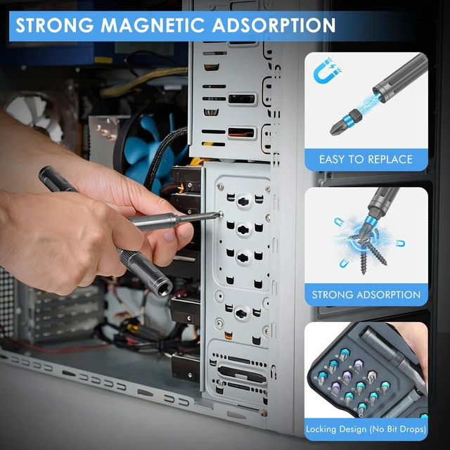 Alt view image 14 of 14 - 34 in 1 Magnetic Screwdriver Set, Ratcheting Multi Bit Repair Tool Kit with Interchangeable Bits, Precision Hand Tools for Electronics, Computer, Bike, Furniture & DIY Projects