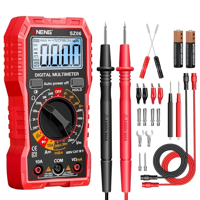 Alt view image 7 of 12 - Digital Multimeter Tester Measures AC/DC Voltage,DC Current Ohm Amp Meter,Professional Multimetro Auto Voltmeter with Resistance, Diodes,Buzzer Handhold Electrial Tools