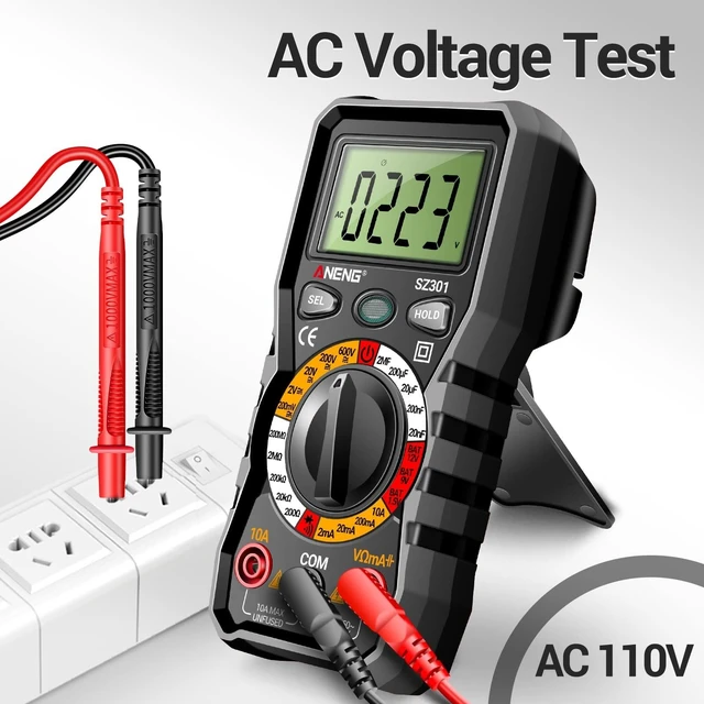 Alt view image 11 of 14 - Digital Multimeter with Case,DC AC Voltmeter,Ohm Volt Amp Meter,Measures Voltage,Current,Resistance,Continuity,Diodes,Electric Tools for Househould Outlet,Automotive Battery Test