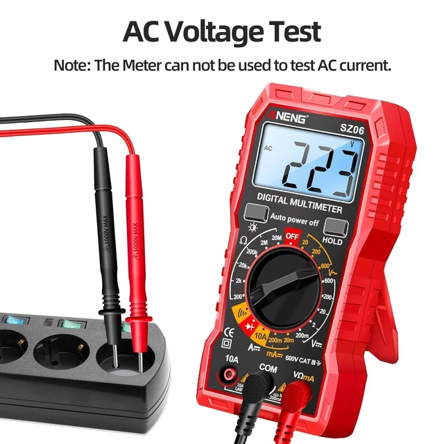 Alt view image 10 of 12 - Digital Multimeter Tester Measures AC/DC Voltage,DC Current Ohm Amp Meter,Professional Multimetro Auto Voltmeter with Resistance, Diodes,Buzzer Handhold Electrial Tools