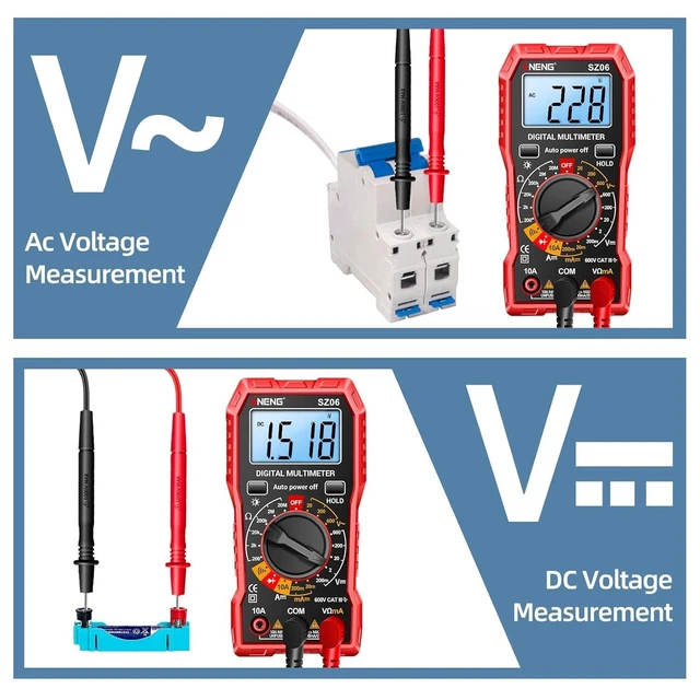 Alt view image 12 of 12 - Digital Multimeter Tester Measures AC/DC Voltage,DC Current Ohm Amp Meter,Professional Multimetro Auto Voltmeter with Resistance, Diodes,Buzzer Handhold Electrial Tools