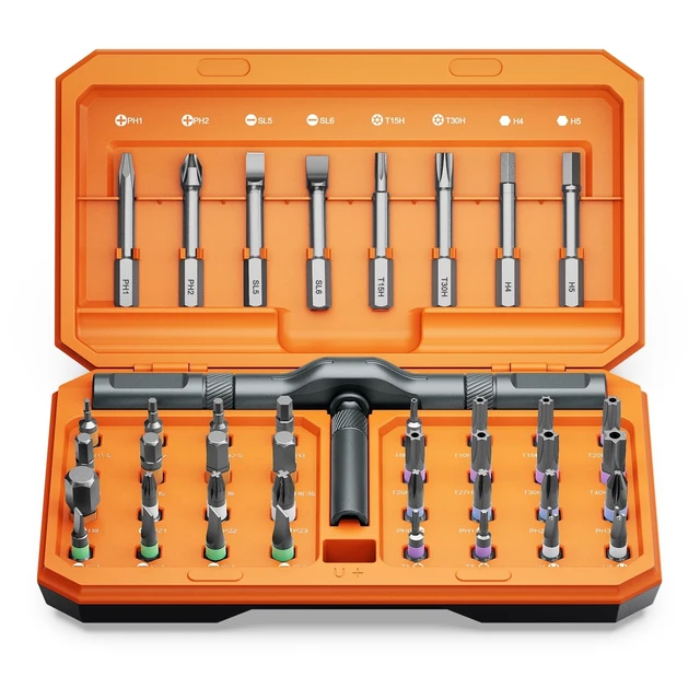 Alt view image 8 of 14 - 42 in 1 Magnetic Screwdriver Set, Ratchet Screwdriver Set with Multi Bit, DIY Repair Tool Kit with Versatile T Handle for Furniture, Computer, Bicycle, Electronic Repair