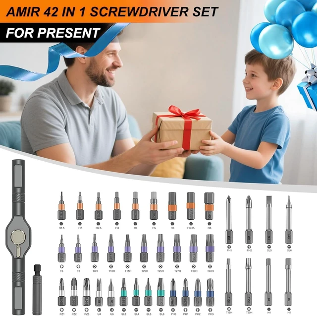 Alt view image 9 of 14 - 42 in 1 Magnetic Screwdriver Set, Ratchet Screwdriver Set with Multi Bit, DIY Repair Tool Kit with Versatile T Handle for Furniture, Computer, Bicycle, Electronic Repair