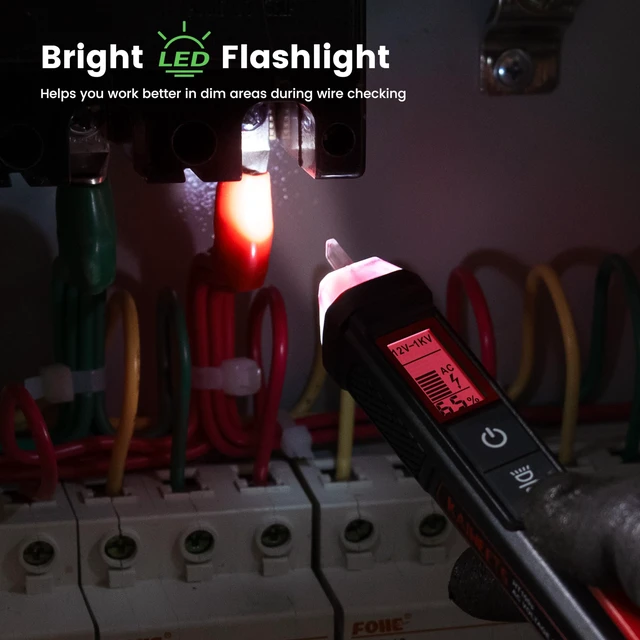 Alt view image 13 of 14 - Voltage Tester/Non-Contact Voltage Tester with Signal Percentage, Dual Range AC 12V/70V-1000V, Live/Null Wire Tester, Electrical Tester with LCD Display, Buzzer Alarm, Wire Breakpoint Finder