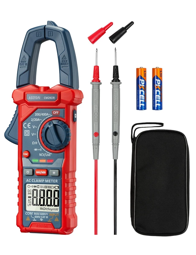 Alt view image 8 of 14 - Digital Clamp Meter Multimeter 2000 Counts Amp Voltage Tester Auto-ranging with AC/DC Voltage, AC Current, Resistance, Capacitance, Continuity, Live Wire Test, NCV, Blue