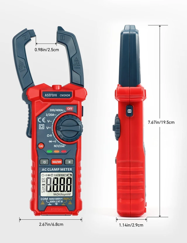 Alt view image 14 of 14 - Digital Clamp Meter Multimeter 2000 Counts Amp Voltage Tester Auto-ranging with AC/DC Voltage, AC Current, Resistance, Capacitance, Continuity, Live Wire Test, NCV, Blue