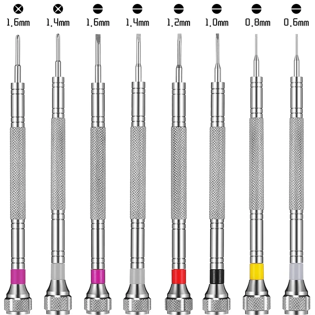Alt view image 9 of 12 - 8 Pieces Precision Jewelers Screwdriver Set, Micro Watch Repair Screwdriver Set 0.6-1.6 mm for Watch, Eyeglasses, Jewelry Work, Electronics Repair(Flathead, Phillips)
