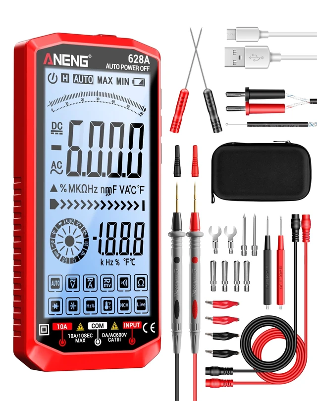 Alt view image 8 of 14 - Multimeter,Digital Voltmeter Tester,TRMS 6000 Counts Rechargeable Meter Measures AC/DC Voltage,Current,Resistance,Capacitance,Temperature,Hz,NCV,Diode,Continuity Auto Ranging Electircal Tools