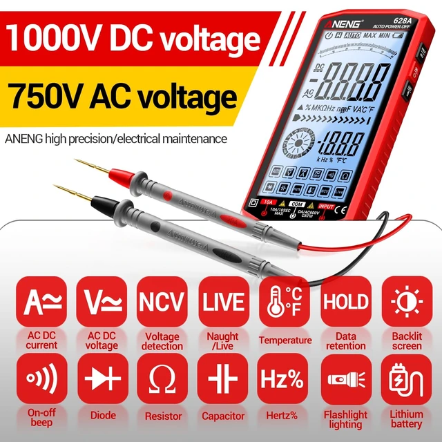 Alt view image 9 of 14 - Multimeter,Digital Voltmeter Tester,TRMS 6000 Counts Rechargeable Meter Measures AC/DC Voltage,Current,Resistance,Capacitance,Temperature,Hz,NCV,Diode,Continuity Auto Ranging Electircal Tools