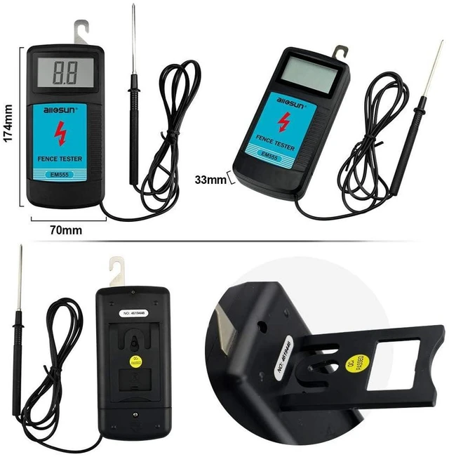 Alt view image 11 of 14 - Electric Fence Tester Fault Finder Digital Electric Fence Voltage Tester Max 9.9kv, Blue (EM555)