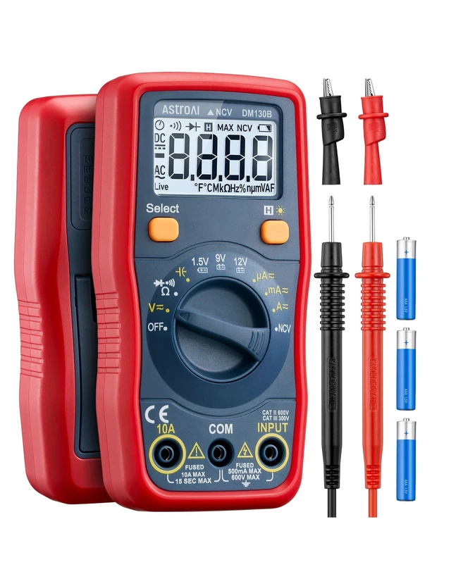Alt view image 8 of 14 - Digital Multimeter, Voltmeter 1.5v/9v/12v Battery Voltage Tester Auto-Ranging/Ohmmeter/DMM with NCV Function, Accurately Measures Voltage Current Amp Resistance Capacitance
