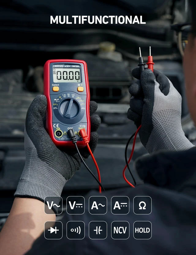 Alt view image 9 of 14 - Digital Multimeter, Voltmeter 1.5v/9v/12v Battery Voltage Tester Auto-Ranging/Ohmmeter/DMM with NCV Function, Accurately Measures Voltage Current Amp Resistance Capacitance