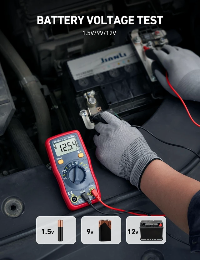Alt view image 11 of 14 - Digital Multimeter, Voltmeter 1.5v/9v/12v Battery Voltage Tester Auto-Ranging/Ohmmeter/DMM with NCV Function, Accurately Measures Voltage Current Amp Resistance Capacitance
