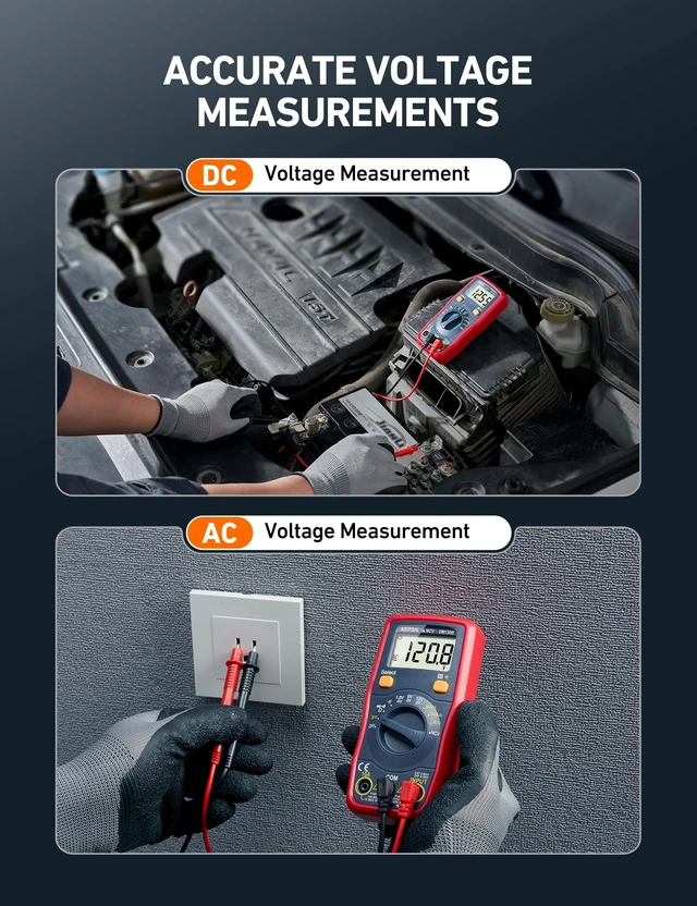 Alt view image 10 of 14 - Digital Multimeter, Voltmeter 1.5v/9v/12v Battery Voltage Tester Auto-Ranging/Ohmmeter/DMM with NCV Function, Accurately Measures Voltage Current Amp Resistance Capacitance