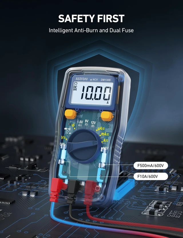 Alt view image 14 of 14 - Digital Multimeter, Voltmeter 1.5v/9v/12v Battery Voltage Tester Auto-Ranging/Ohmmeter/DMM with NCV Function, Accurately Measures Voltage Current Amp Resistance Capacitance