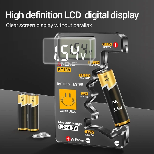 Alt view image 11 of 14 - BT189 Battery Tester for AAA,AA,C,D,9V,F,6F22,1.5V/3V Button Batteries,LCD Display Household Battery Detector,Detects Battery Power By Voltage,Universal Battery Checker