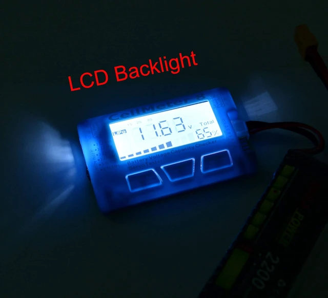 Alt view image 11 of 14 - RC CellMeter 8 Digital Battery Capacity Checker Battery Voltage Tester LCD Backlight for LiPo Life Li-ion NiMH Nicd