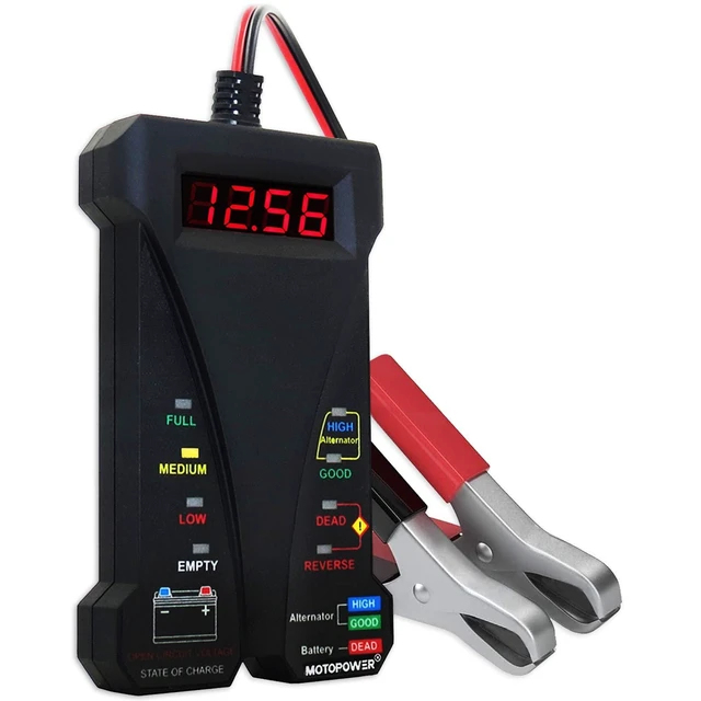 Alt view image 7 of 12 - MP0514A 12V Digital Car Battery Tester Voltmeter and Charging System Analyzer with LCD Display and LED Indication - Black Rubber Paint