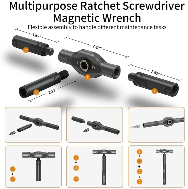Alt view image 11 of 14 - 2026 New Tools 24 in 1 Magnetic Ratchet Screwdriver Set, Multi Bit DIY Magnetic Screwdriver Set with Detachable Ratchet Handle, Portable Precision Repair Tool Kit for Furniture, Electronics, Bicycle