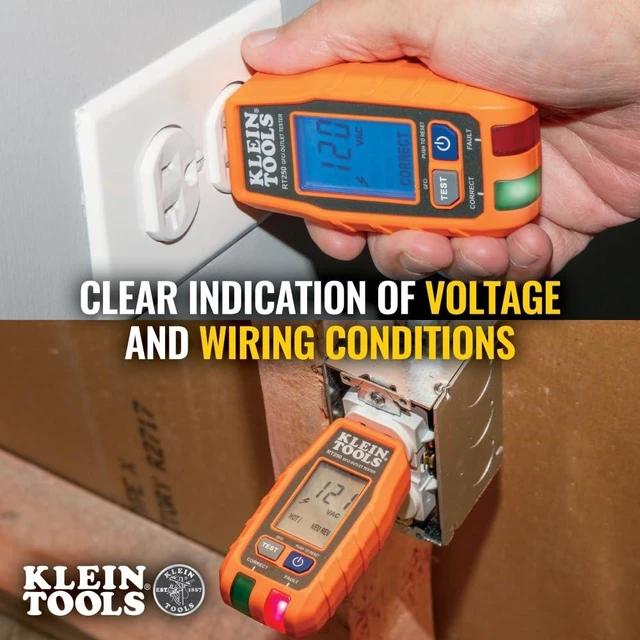 Alt view image 11 of 14 - RT250 GFCI Outlet Tester with LCD Display, Electric Voltage Tester for Standard 3-Wire 120V Electrical Receptacles