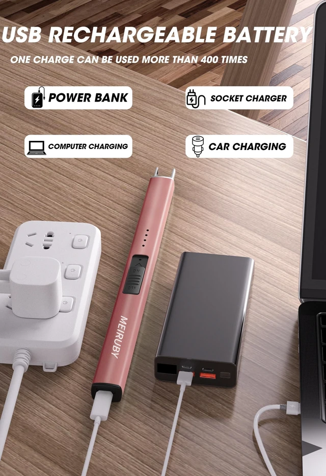 Alt view image 10 of 14 - Lighter Electric Candle Lighter, Birthday for Women Men Mom Wife Sister, Rechargeable USB Arc Lighters for Candle Camping BBQ