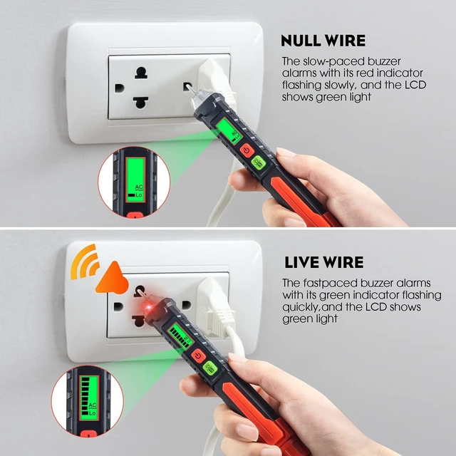 Alt view image 12 of 14 - AC Voltage Tester/Non-Contact Voltage Tester with Dual Range AC 12V-1000V/48V-1000V, Electrical Pen with LCD Display and Flashlight Buzzer Alarm, Detect Wire Breakpoint, Live/Null Wire Tester.