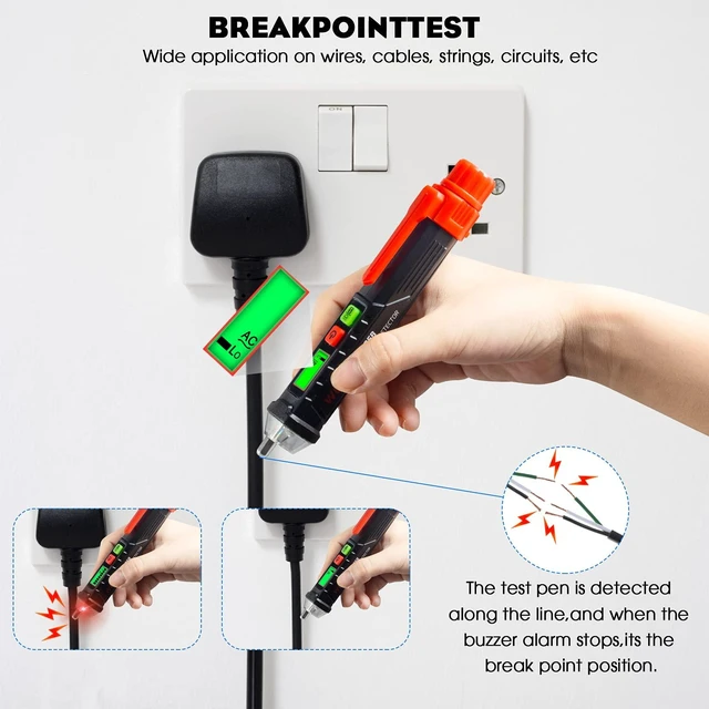 Alt view image 10 of 14 - AC Voltage Tester/Non-Contact Voltage Tester with Dual Range AC 12V-1000V/48V-1000V, Electrical Pen with LCD Display and Flashlight Buzzer Alarm, Detect Wire Breakpoint, Live/Null Wire Tester.