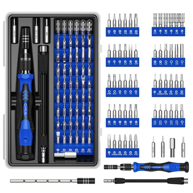 Alt view image 8 of 14 - Precision Screwdriver Set, 61 in 1 Small Screwdriver Set with 57 Precision Bits, Portable Repair Tool Kit, Magnetic Screw Driver Kit with Extension Rod for Smartphone, PC, Watch,Toys, Blue