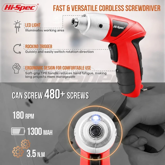 Alt view image 10 of 14 - 19pc 3.6V USB Small Power Screwdriver & Home DIY Tool Kit Set. Cordless & Rechargeable Electric Screwdriver and Compact Hand Tool Box Set,Red
