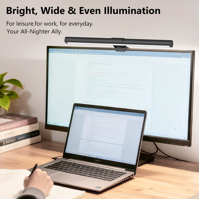 Alt view image 11 of 14 - Monitor Light Bar, Eye-Care USB Reading Mnitor lamp, 11.8'' LED Computer Lights with Ultrawide Lighting, 3 Color Temperature Dimmable Desk Light for Home Office Gaming