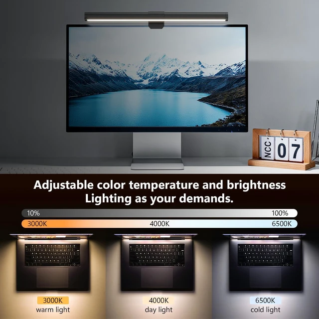 Alt view image 12 of 14 - Monitor Light Bar, Eye-Care USB Reading Mnitor lamp, 11.8'' LED Computer Lights with Ultrawide Lighting, 3 Color Temperature Dimmable Desk Light for Home Office Gaming