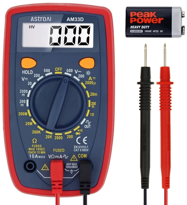Alt view image 8 of 14 - Digital Multimeter Tester 2000 Counts with DC AC Voltmeter and Ohm Volt Amp Meter; Measures Voltage, Current, Resistance, Continuity and Diode, Blue